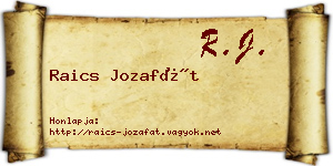 Raics Jozafát névjegykártya